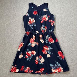 41 Hawthorn Floral Sleeveless Dress Women's Medium Gathered Waist Keyhole Neck